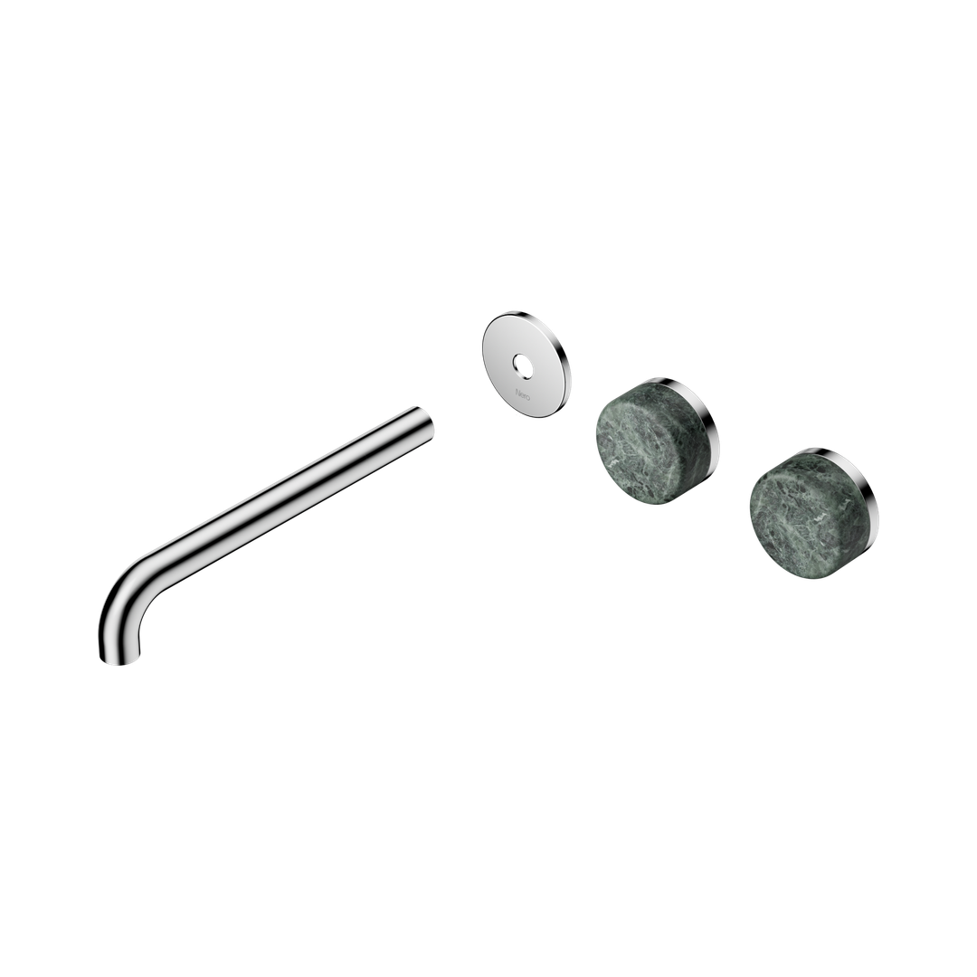 Nero Serenity Wall Basin Set 220Mm Offset Spout With Verde Alpi Handle Trim Kit Only Chrome