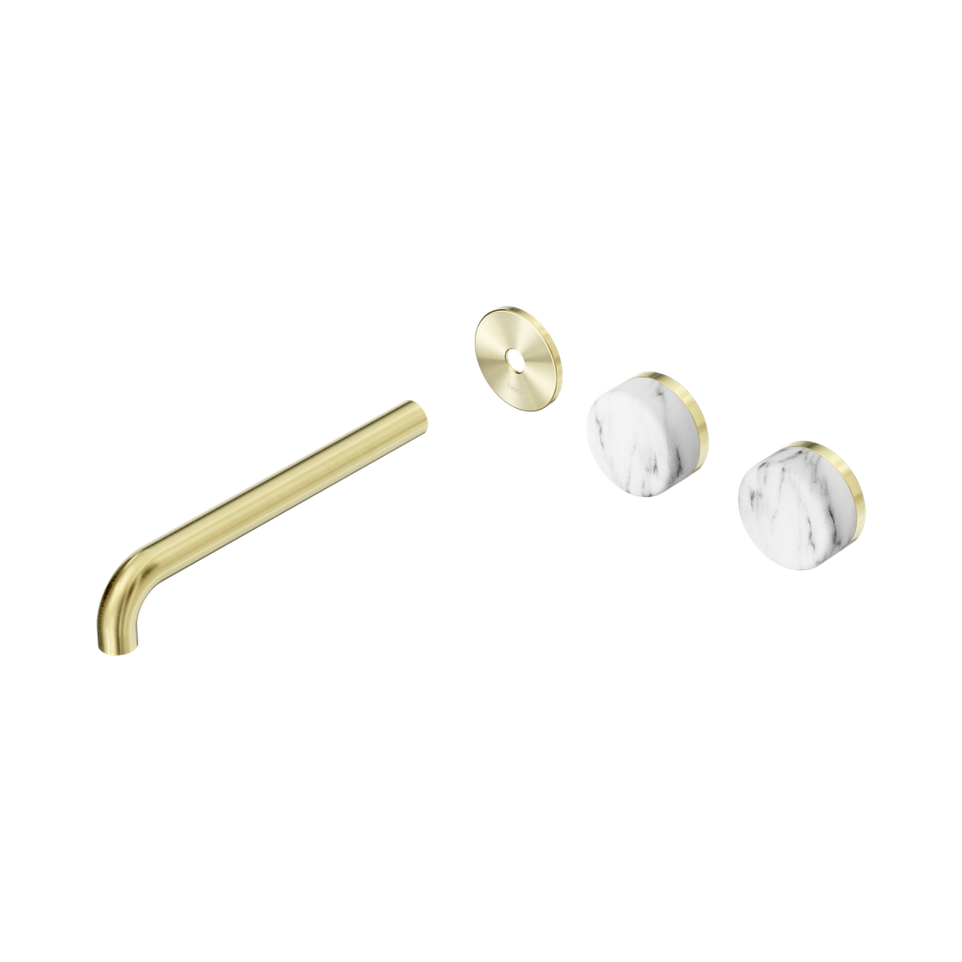 Nero Serenity Wall Basin Set 220Mm Offset Spout Corchia Handle Trim Kit Only Brushed Gold