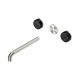 Nero Serenity Wall Basin Set 220Mm Spout Brushed Nickel With Marquina Black Handle Trim Kit Only