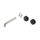 Nero Serenity Wall Basin Set 185Mm Offset Spout Brushed Nickel Marquina Black Handle Trim Kit