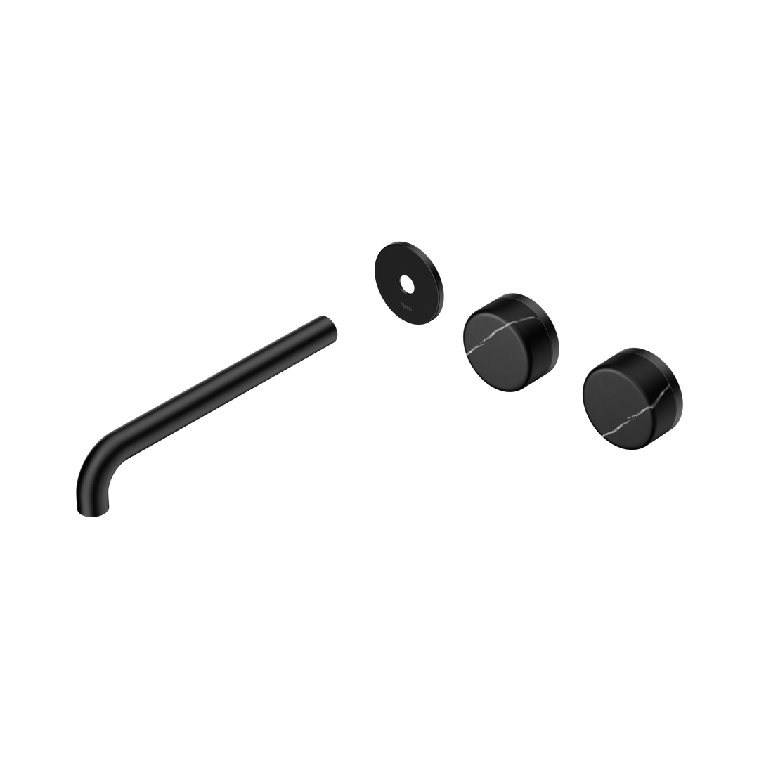 Nero Serenity Wall Basin Set 220Mm Offset Spout Marquina Black Handle Trim Kit Only Matte Black