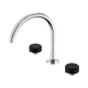 Nero Serenity Bath/Kitchen Set Arc Spout Brushed Nickel With Marquina Black Handle