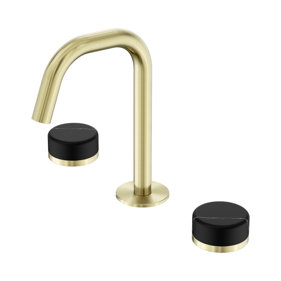 Nero Serenity Basin Set Edge Spout With Marquina Black Handle Brushed Gold