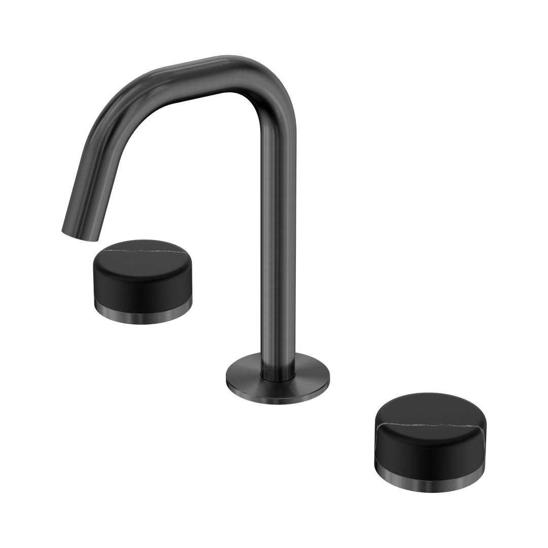 Nero Serenity Basin Set Edge Spout With Marquina Black Handle Gun Metal
