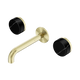 Nero Serenity Wall Basin Set 160Mm Spout Brushed Gold With Marquina Black Handle