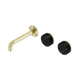 Nero Serenity Wall Basin Set 160Mm Offset Spout With Marquina Black Handle Brushed Gold