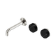 Nero Serenity Wall Basin Set 160Mm Offset Spout With Marquina Black Handle Brushed Nickel