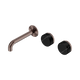 Nero Serenity Wall Basin Set 160Mm Offset Spout With Marquina Black Handle Brushed Bronze