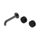 Nero Serenity Wall Basin Set 160Mm Offset Spout With Marquina Black Handle Gun Metal