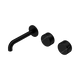 Nero Serenity Wall Basin Set 160Mm Offset Spout Matte Black With Marquina Black Handle