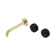 Nero Serenity Wall Basin Set 185Mm Offset Spout Brushed Gold With Marquina Black Handle