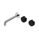 Nero Serenity Wall Basin Set 185Mm Offset Spout Chrome With Marquina Black Handle