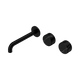 Nero Serenity Wall Basin Set 185Mm Offset Spout Matte Black With Marquina Black Handle
