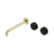 Nero Serenity Wall Basin Set 220Mm Offset Spout Brushed Gold With Marquina Black Handle
