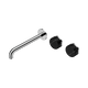 Nero Serenity Wall Basin Set 220Mm Offset Spout Chrome With Marquina Black Handle