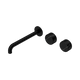 Nero Serenity Wall Basin Set 220Mm Offset Spout Matte Black With Marquina Black Handle