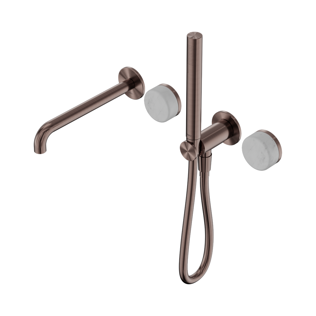 Nero Serenity Progressive Shower System With Spout With Carrara Handle & Slim Shower Brushed Bronze