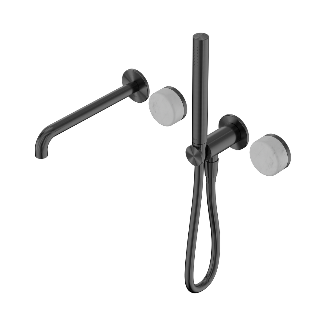 Nero Serenity Progressive Shower System With Spout With Carrara Handle & Slim Shower Gun Metal