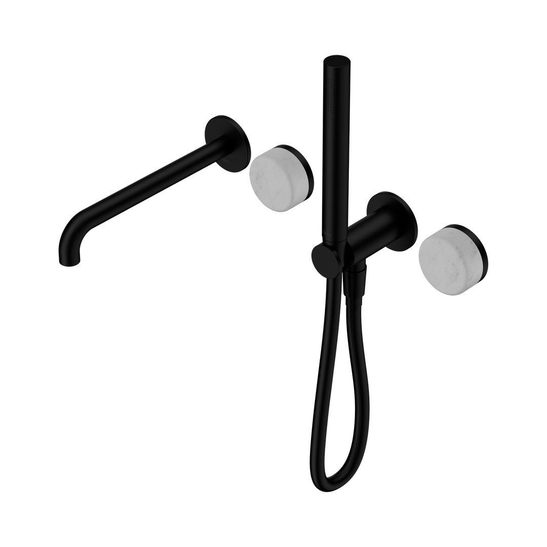 Nero Serenity Progressive Shower System With Spout With Carrara Handle & Slim Shower Matte Black