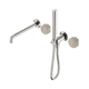 Nero Serenity Progressive Brushed Nickel w/ Rome Travertine Shower System With Spout & Slim Shower