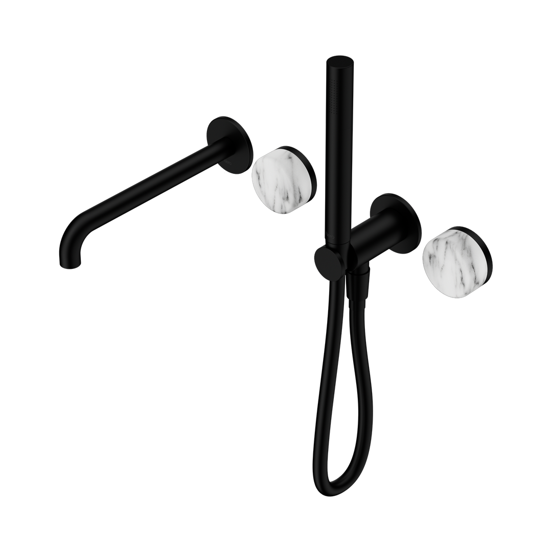 Nero Serenity Progressive Shower System With SpoutArabescato Corchia Handle & Slim Shower Matte Black
