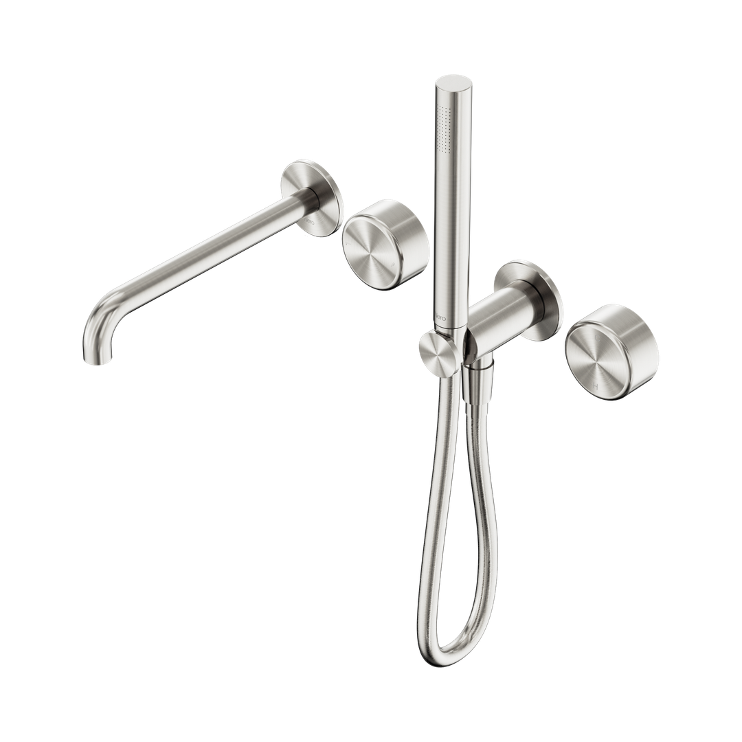 Nero Serenity Progressive Shower System With Spout With Metal Handle & Slim Shower Brushed Nickel