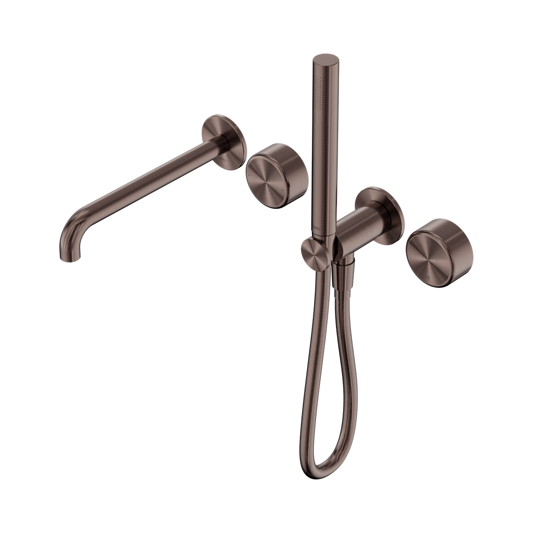 Nero Serenity Progressive Shower System With Spout With Metal Handle & Slim Shower Brushed Bronze