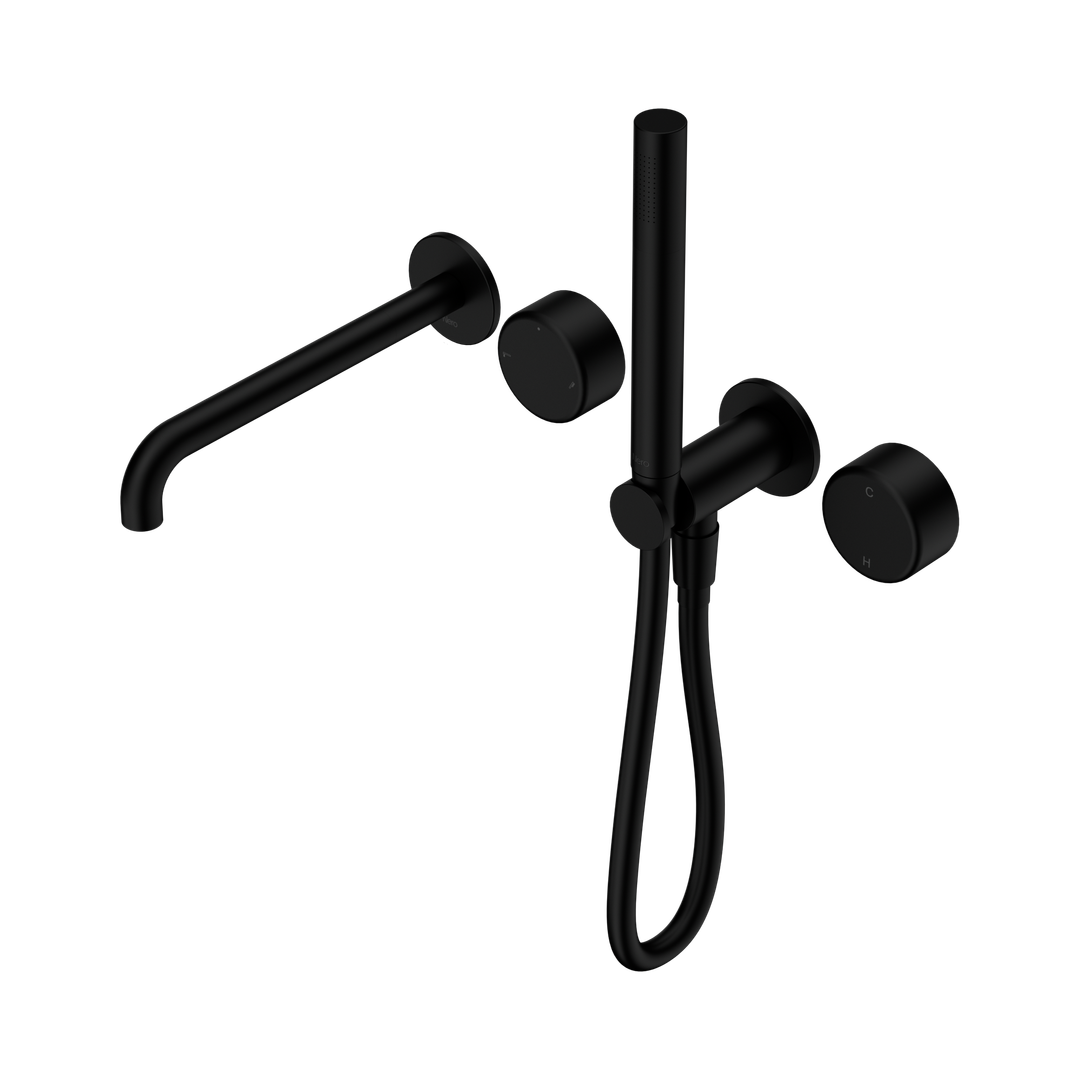 Nero Serenity Progressive Shower System With Spout With Metal Handle & Slim Shower Matte Black