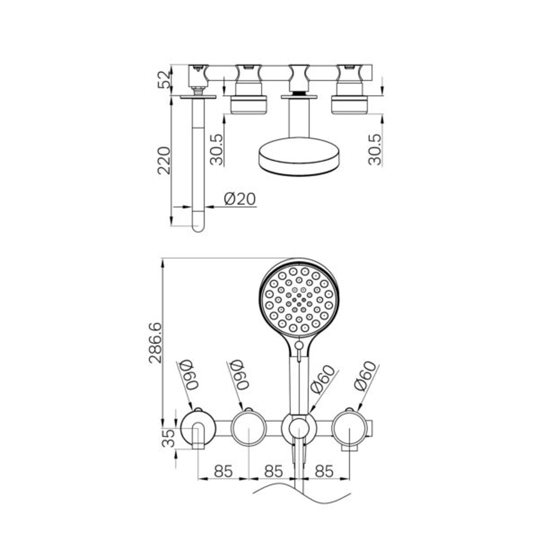 Nero Serenity Progressive Shower System With Spout With Carrara Handle & Serenity Hand Shower Brushed Bronze