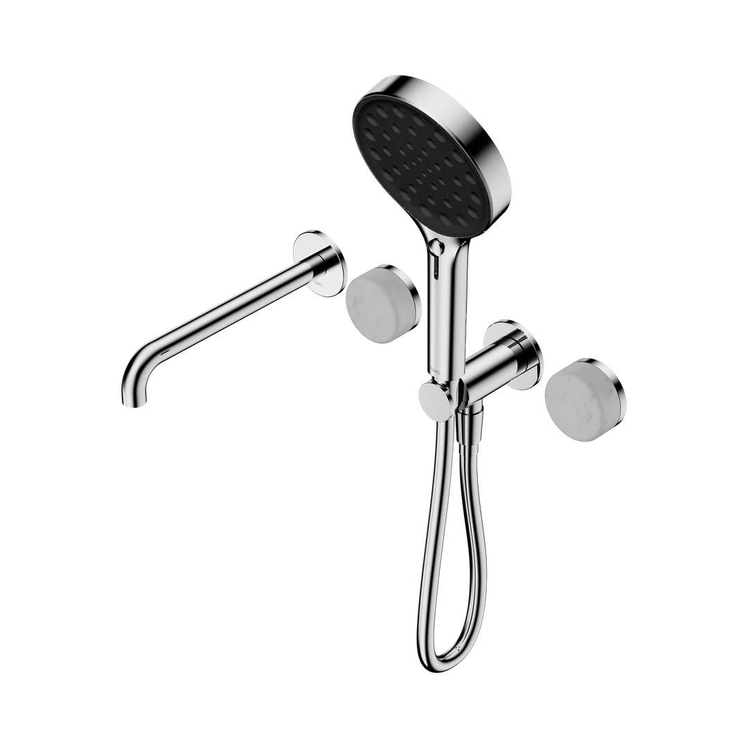 Nero Serenity Progressive Shower System With Spout With Carrara Handle & Serenity Hand Shower Chrome