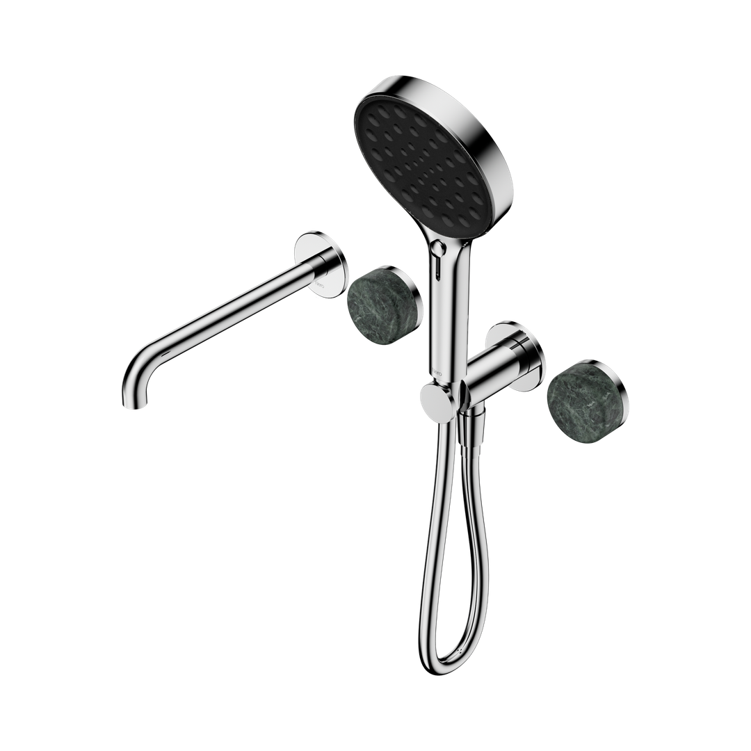 Nero Serenity Progressive Shower System With Spout With Verde Alpi Handle & Serenity Hand Shower Chrome