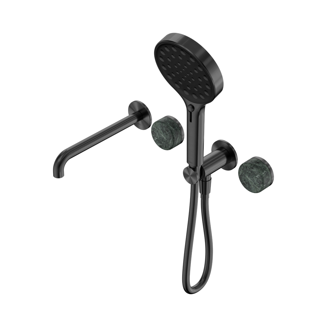 Nero Serenity Progressive Shower System With Spout With Verde Alpi Handle & Serenity Hand Shower Gun Metal