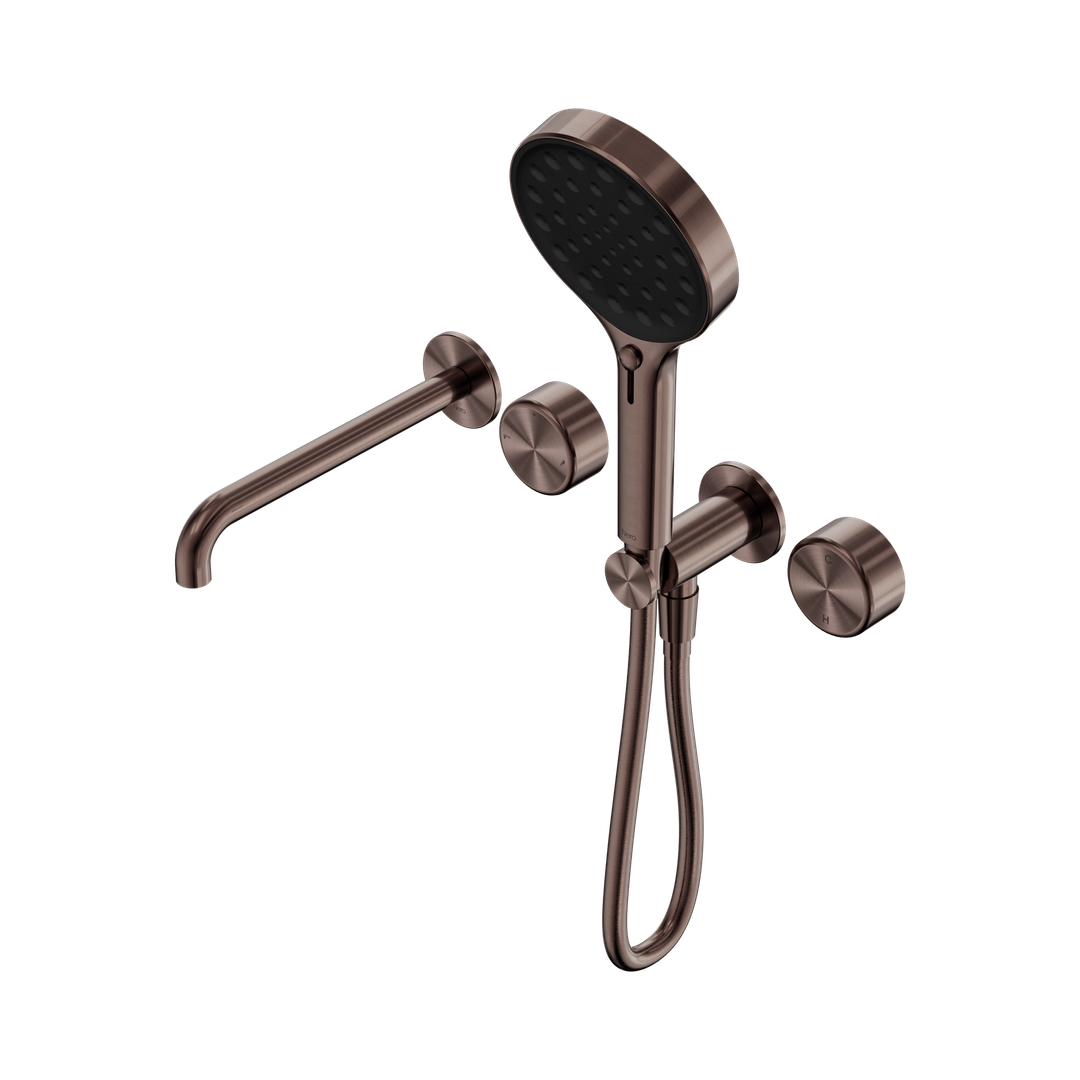 Nero Serenity Progressive Shower System With Spout With Metal Handle & Serenity Hand Shower Brushed Bronze