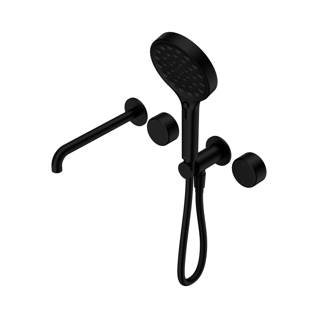 Nero Serenity Progressive Shower System With Spout With Metal Handle & Serenity Hand Shower Matte Black