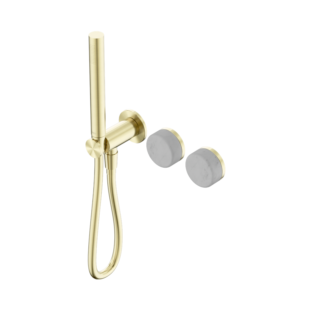 Nero Serenity Progressive Shower System With Carrara Handle & Slim Shower Brushed Gold
