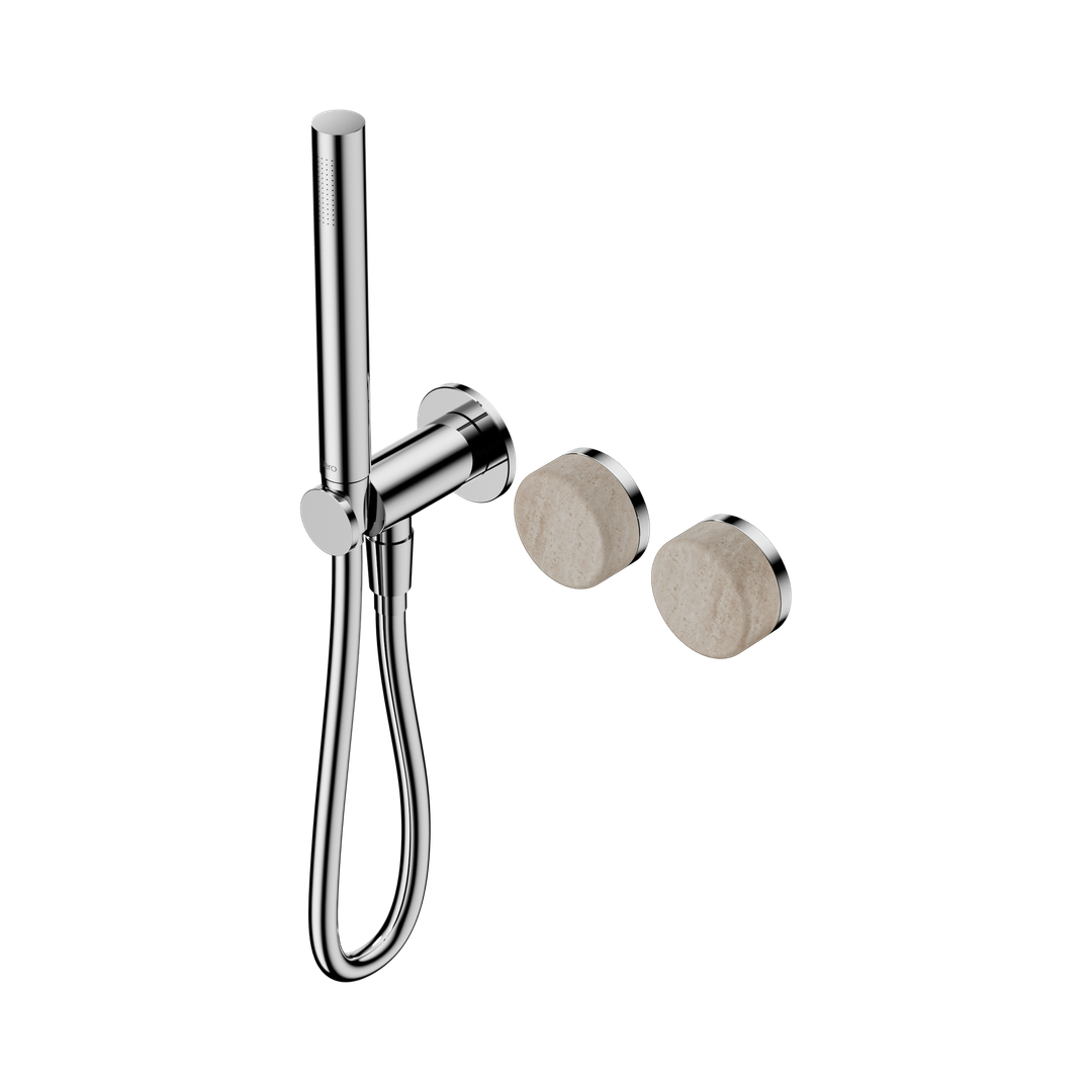 Nero Serenity Progressive Shower System With Rome Travertine Handle & Slim Shower Chrome