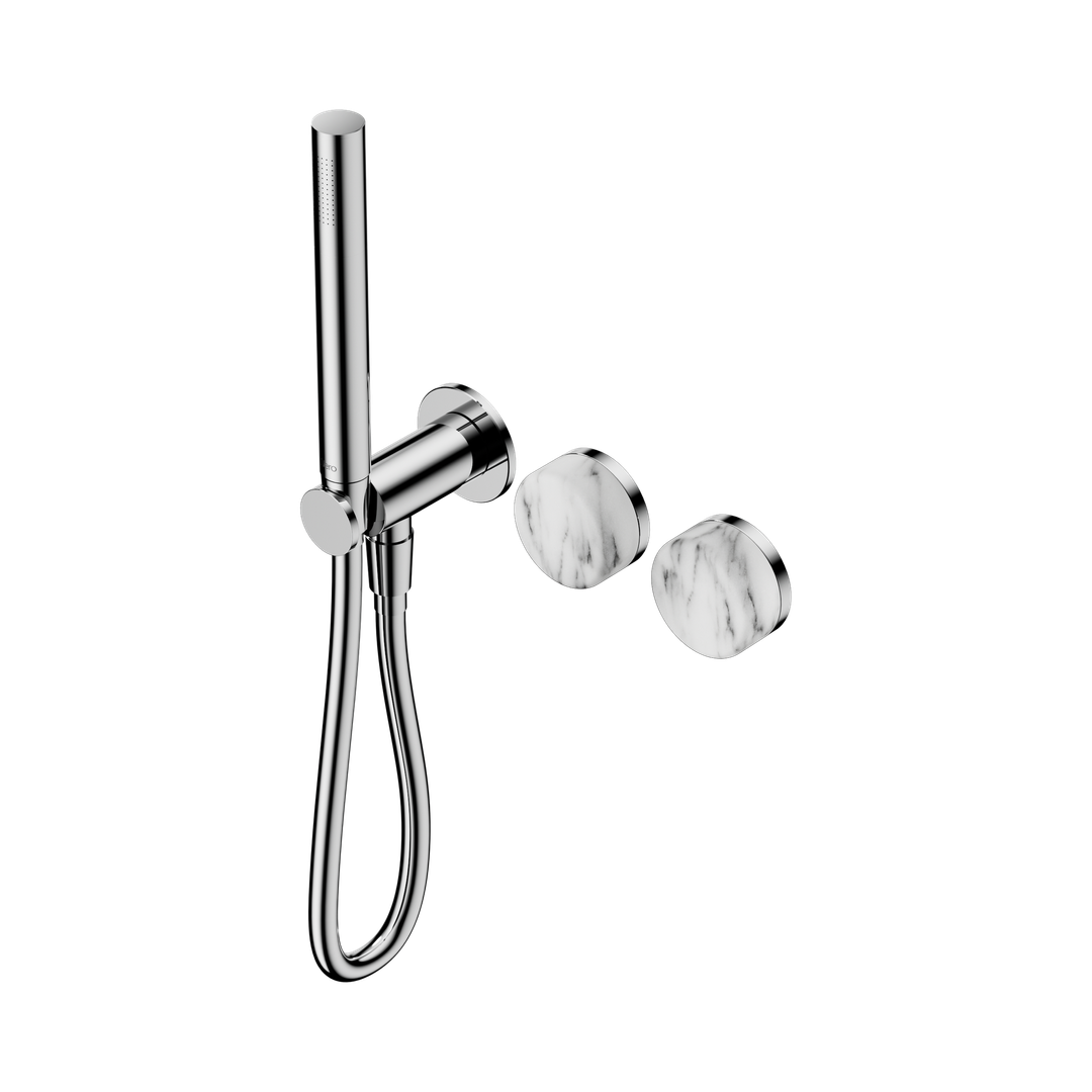Nero Serenity Progressive Shower System With Arabescato Corchia Handle & Slim Shower Chrome