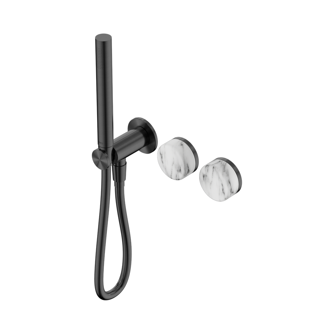 Nero Serenity Progressive Shower System With Arabescato Corchia Handle & Slim Shower Gun Metal