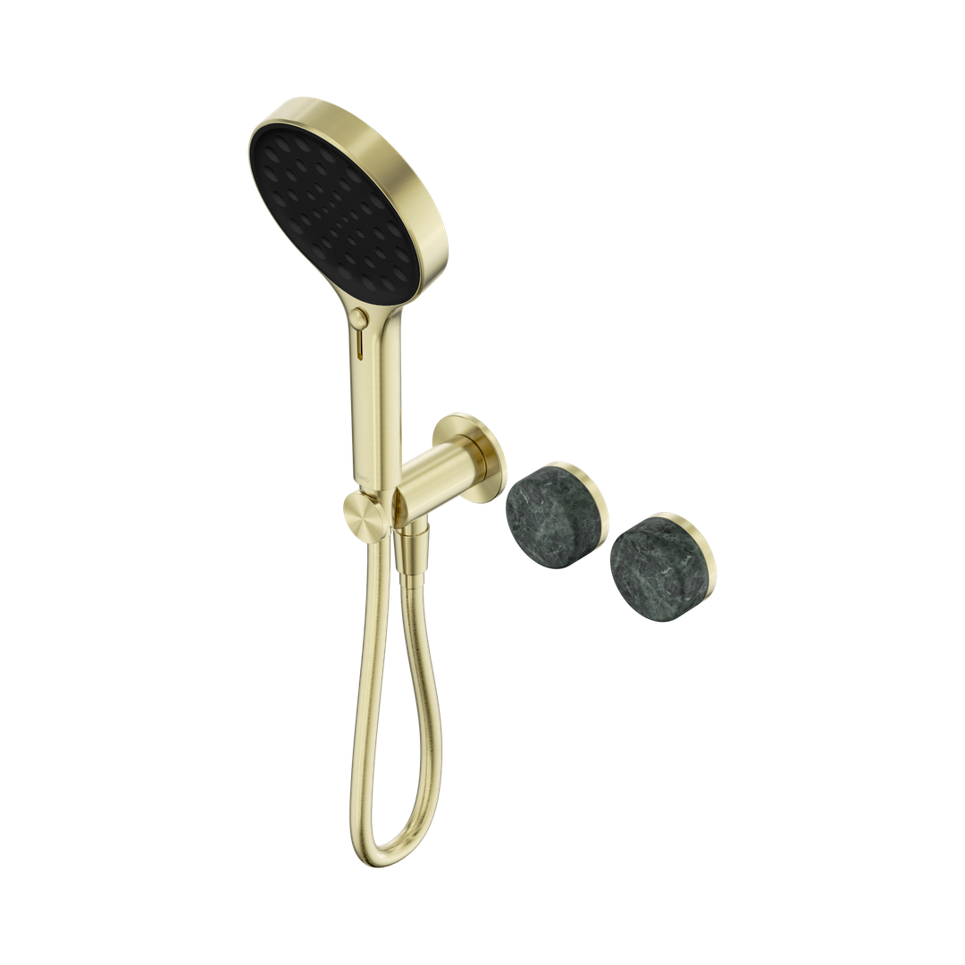 Nero Serenity Progressive Shower System With Verde Alpi Handle & Serenity Hand Shower Brushed Gold