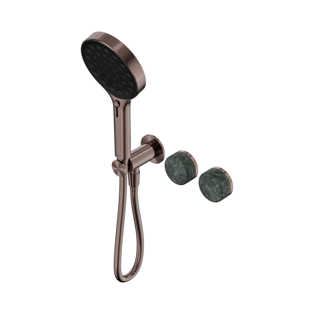 Nero Serenity Progressive Shower System With Verde Alpi Handle & Serenity Hand Shower Brushed Bronze