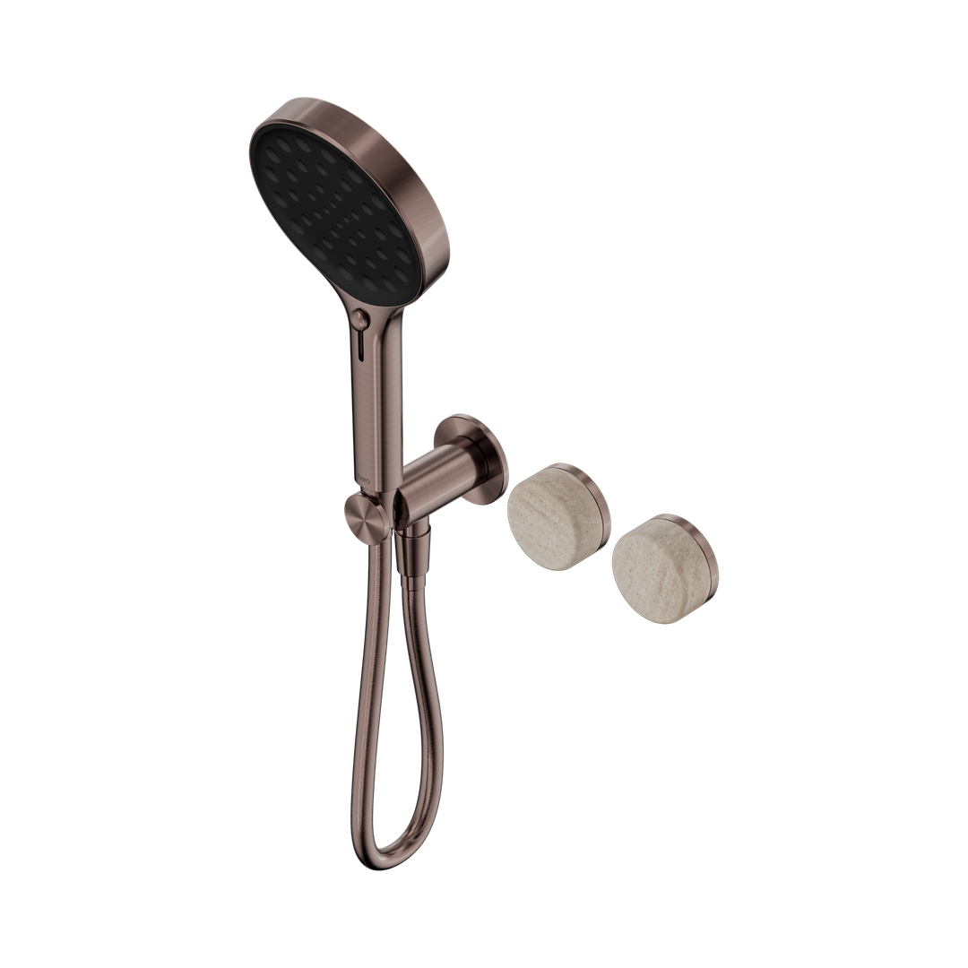 Nero Serenity Progressive Shower System With Rome Travertine Handle & Serenity Hand Shower Brushed Bronze
