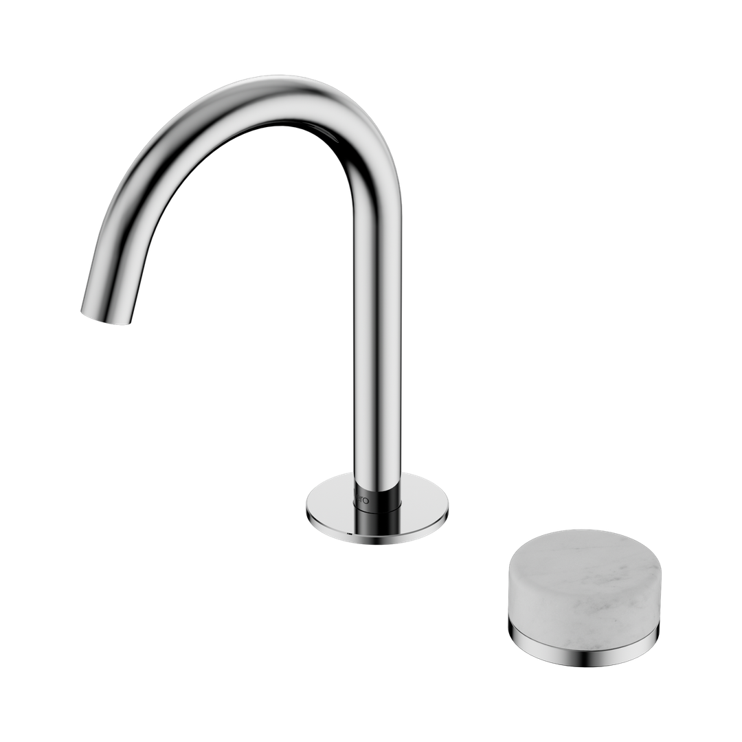 Nero Serenity Progressive Basin Mixer Arc Spout With Carrara Handle Chrome