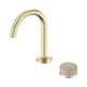 Nero Serenity Progressive Basin Mixer Arc Spout Brushed Gold With Rome Travertine Handle