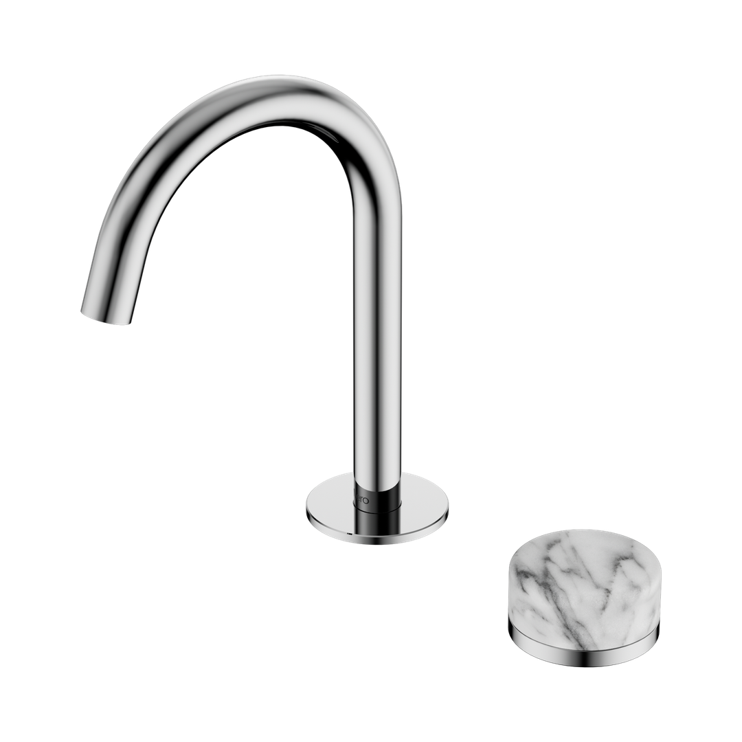 Nero Serenity Progressive Basin Mixer Arc Spout With Arabescato Corchia Handle Chrome