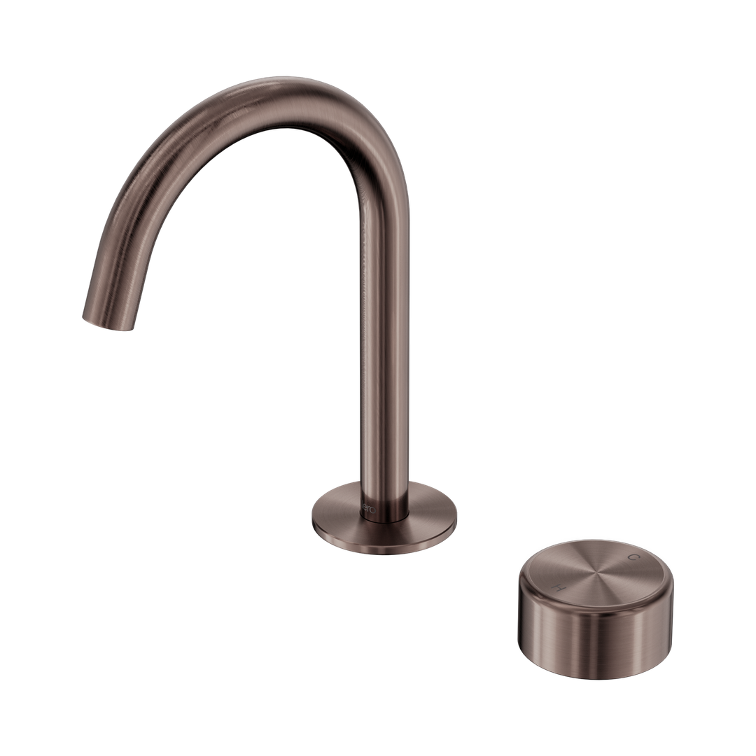 Nero Serenity Progressive Basin Mixer Arc Spout With Metal Handle Brushed Bronze