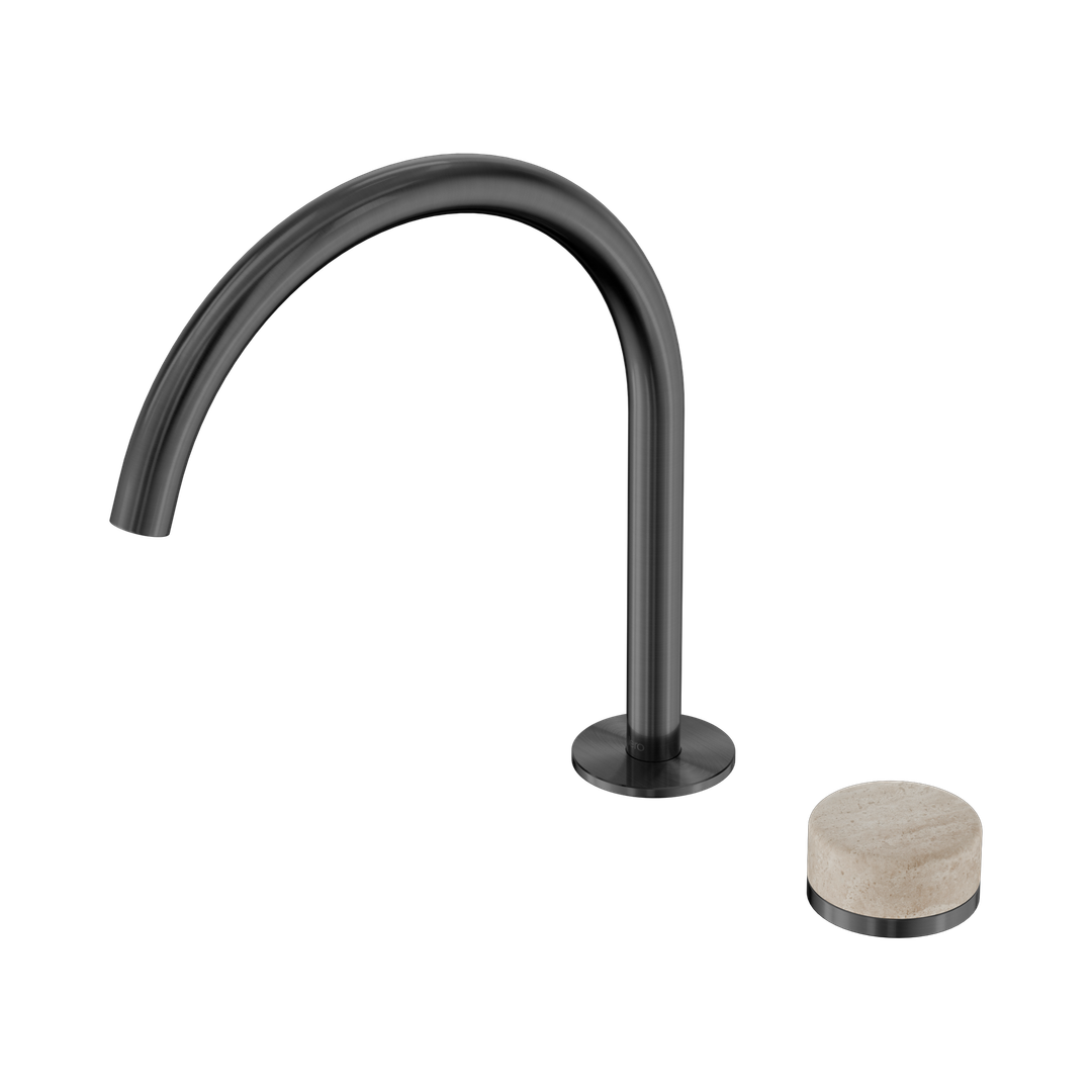 Nero Serenity Progressive Bath/Kitchen Mixer Arc Spout With Rome Travertine Handle Gun Metal