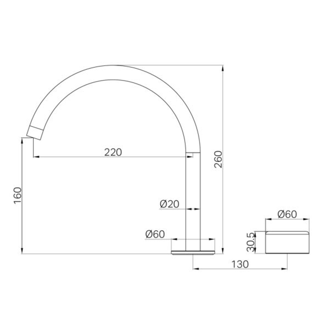 Nero Serenity Progressive Bath/Kitchen Mixer Arc Spout With Metal Handle Gun Metal