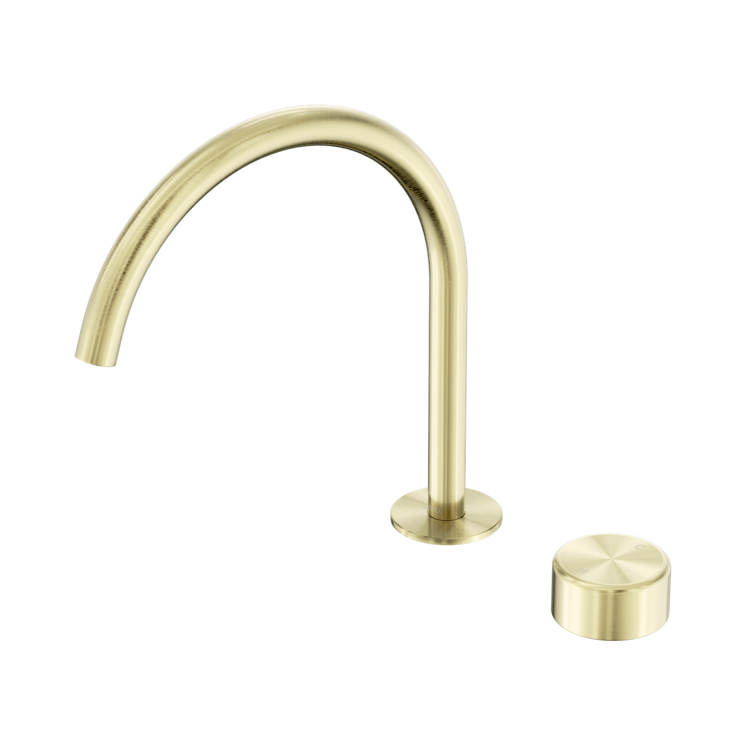Nero Serenity Progressive Bath/Kitchen Mixer Arc Spout With Metal Handle Brushed Gold