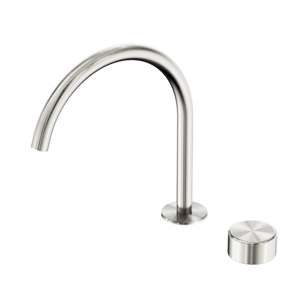 Nero Serenity Progressive Bath/Kitchen Mixer Arc Spout With Metal Handle Brushed Nickel