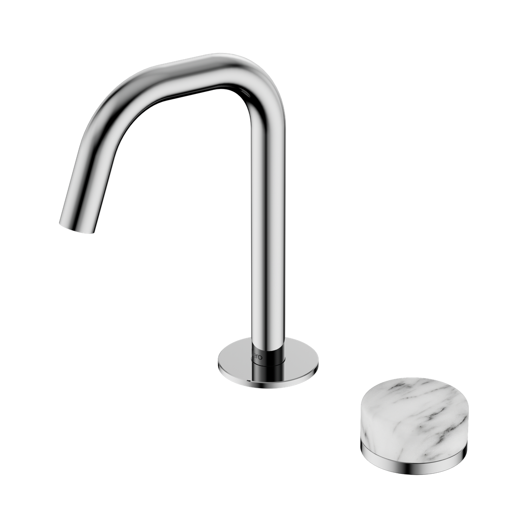 Nero Serenity Progressive Basin Mixer Edge Spout With Arabescato Corchia Handle Chrome